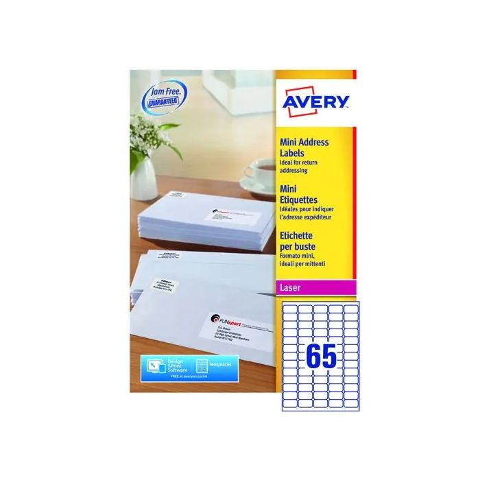 Avery Mini Laser Labels - 65 Per Sheet L7651 - Pack of 100