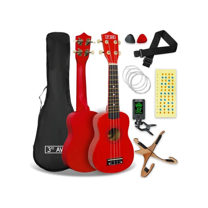 3rd Avenue Soprano Ukulele Pack - Red