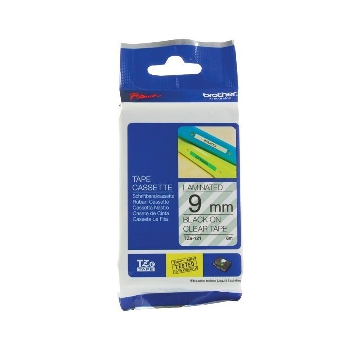 Brother TZ Label Tape 9mm - Black On Clear