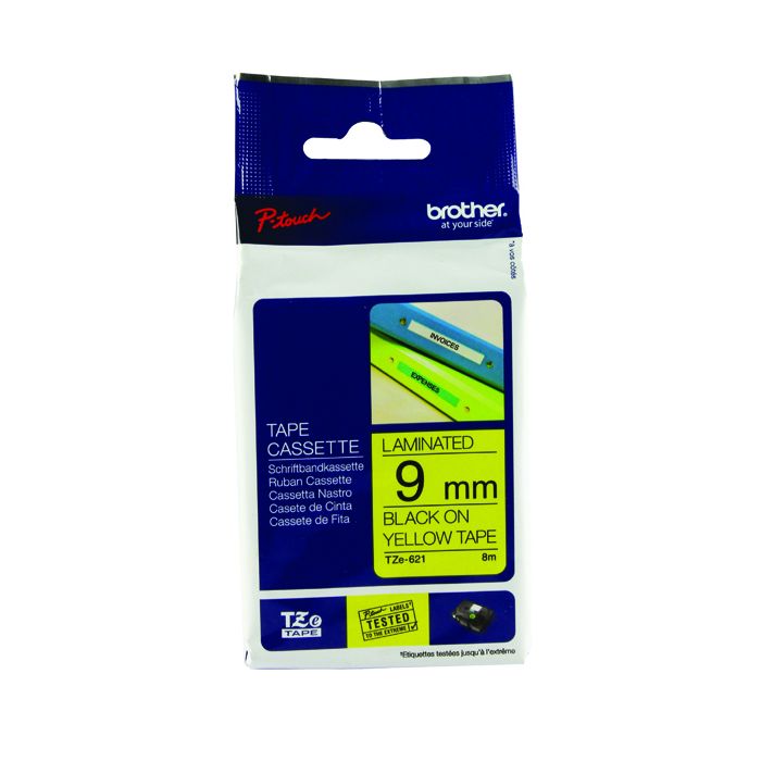 Brother TZ Label Tape 9mm - Black On Yellow