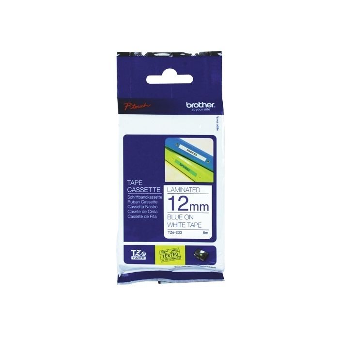 Brother TZ Label Tape 12mm - Blue On White