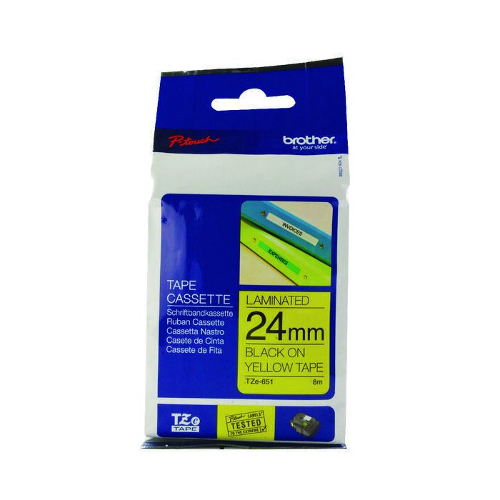 Brother TZ Label Tape 24mm - Blacl On Yellow