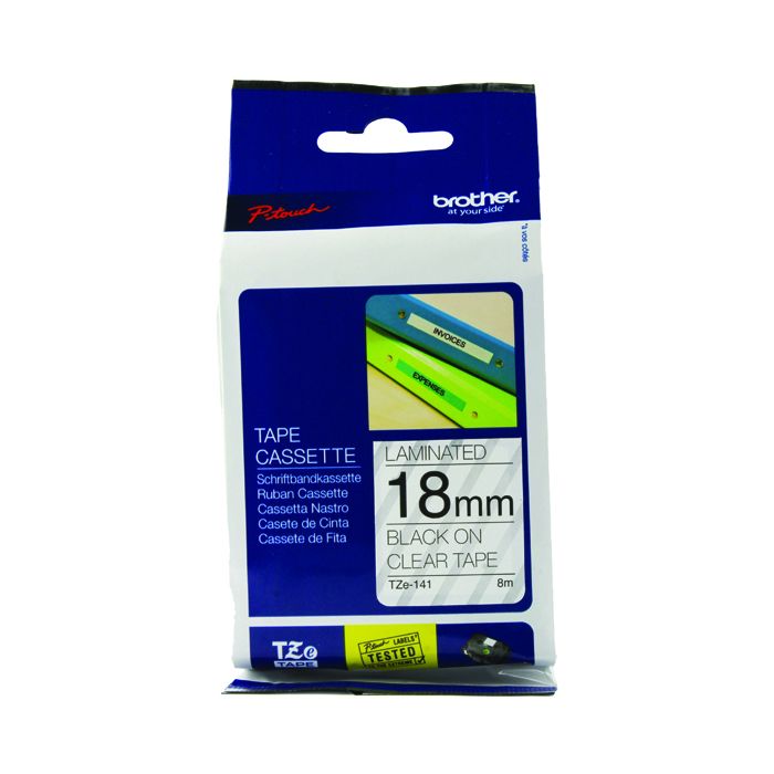 Brother TZ Label Tape 18mm - Black On Clear