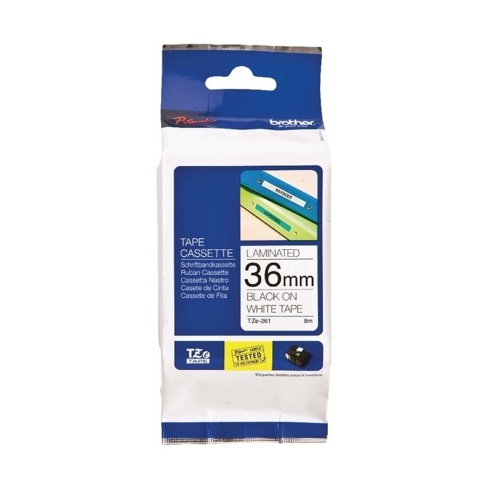 Brother TZ Label Tape 36mm - Black On White