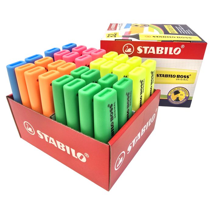 STABILO Boss Original Highlighter - Assorted - Pack of 32