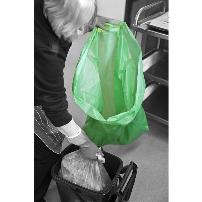 Green Refuse Sack Medium Duty 140 Gauge 90 Litres Light Flat Packed - Pack of 200