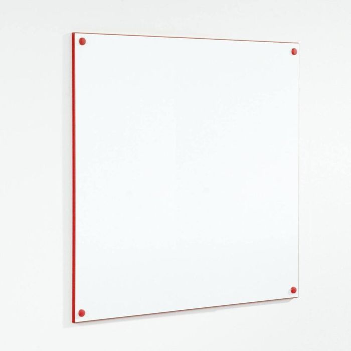 Colour Edged Frameless Whiteboard 1200 x 1200mm - Red Edge
