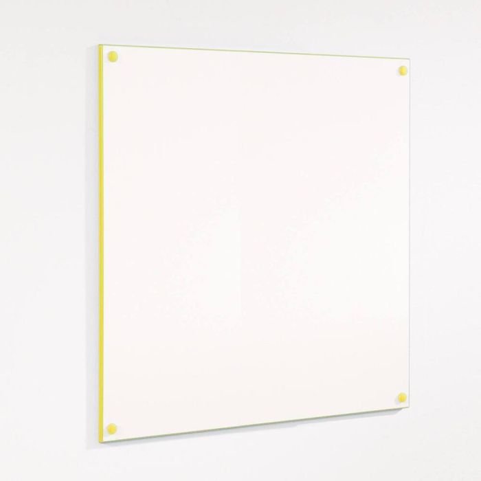 Colour Edged Frameless Whiteboard 1200 x 1200mm - Yellow Edge