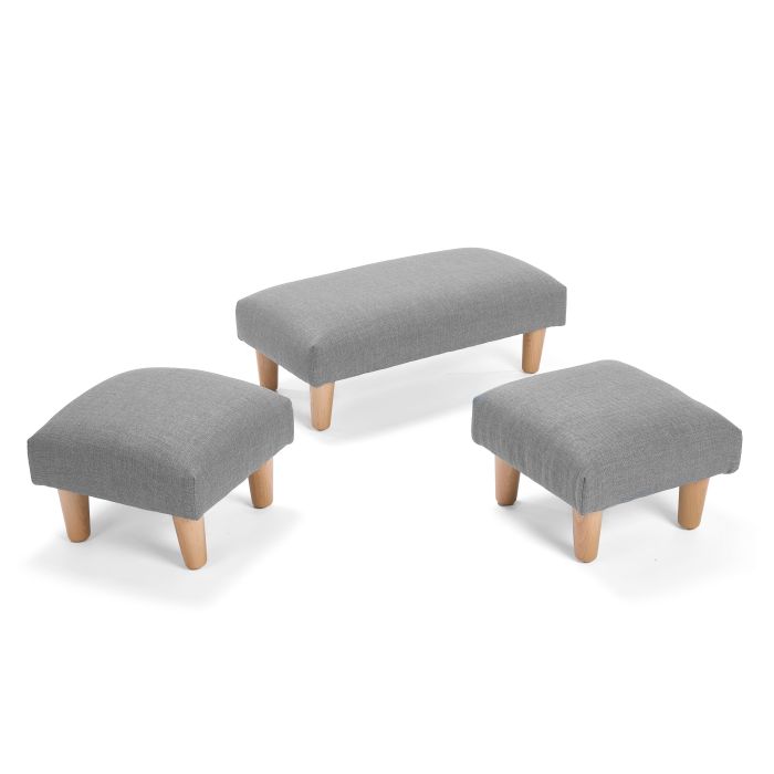 Pack of 3 Low Height Footstools - Grey