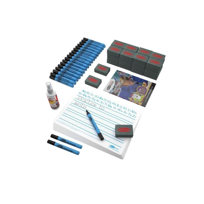 Show-me Handwriting Drywipe Boards Pens and Erasers Classpack - Pack of 35
