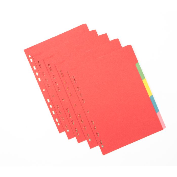 5 Part Multi-Hole Punched Index Dividers - A4 - Pk 50