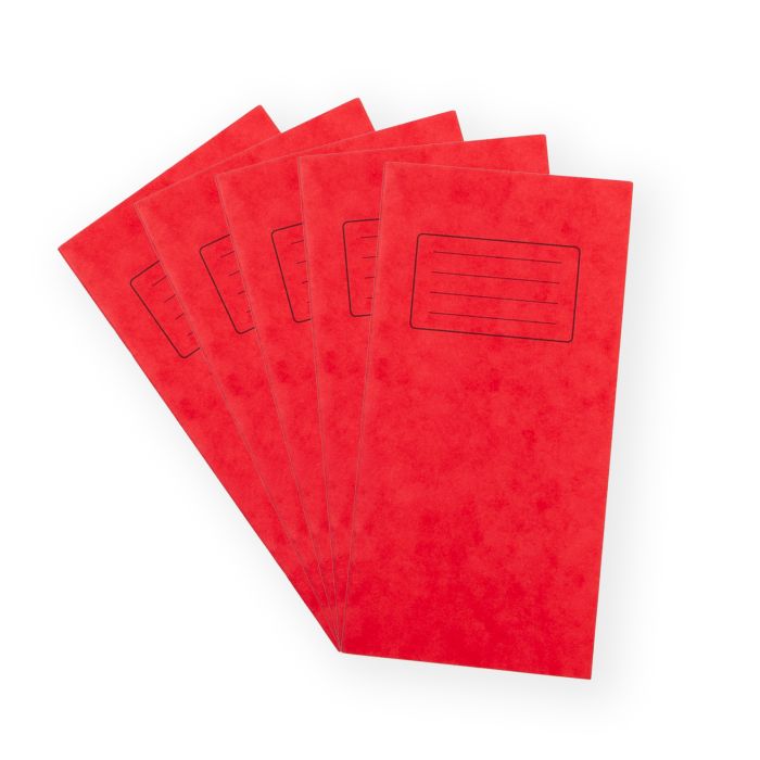 200 x 100mm Notebook 32 Page- 8mm Ruled- Red - Pk100