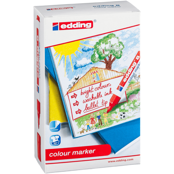 Edding Colourmarker Bullet Tip - Assorted - Pack of 12