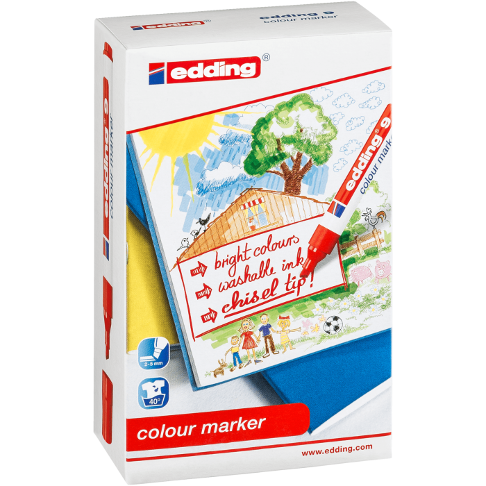 Edding Colourmarker Chisel Tip - Assorted - Pack of 12