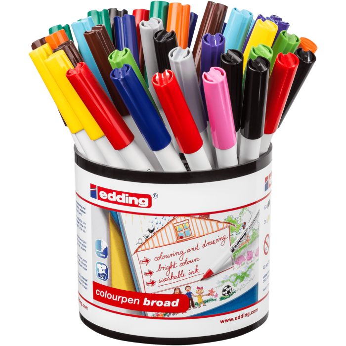 Edding Colourpen Broad - Assorted Tub - Pack of 42