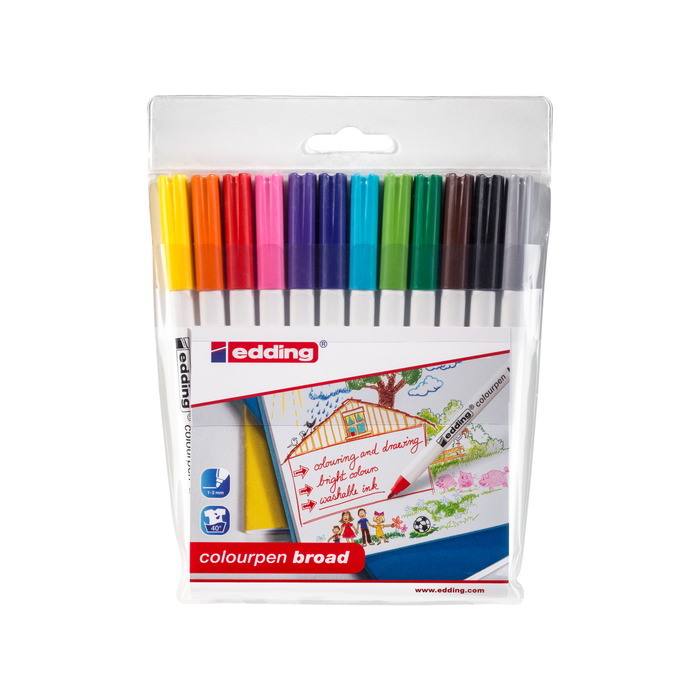 Edding Colourpen Broad - Assorted Wallet - Pack of 12