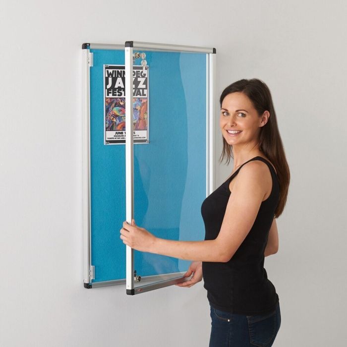 ColourPlus Vibrant Tamperproof Noticeboard Aluminium Frame 900 x 600mm - Cyan