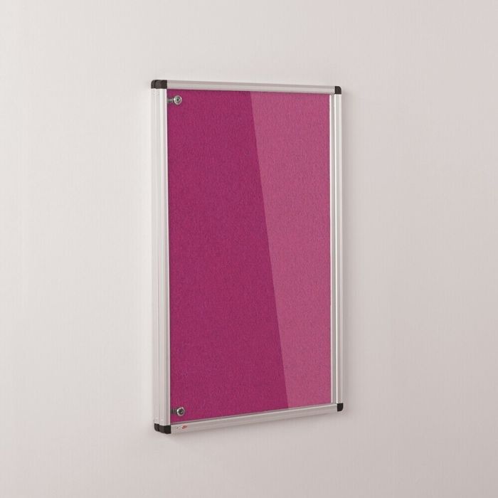 ColourPlus Vibrant Tamperproof Noticeboard Aluminium Frame 900 x 600mm - Magenta