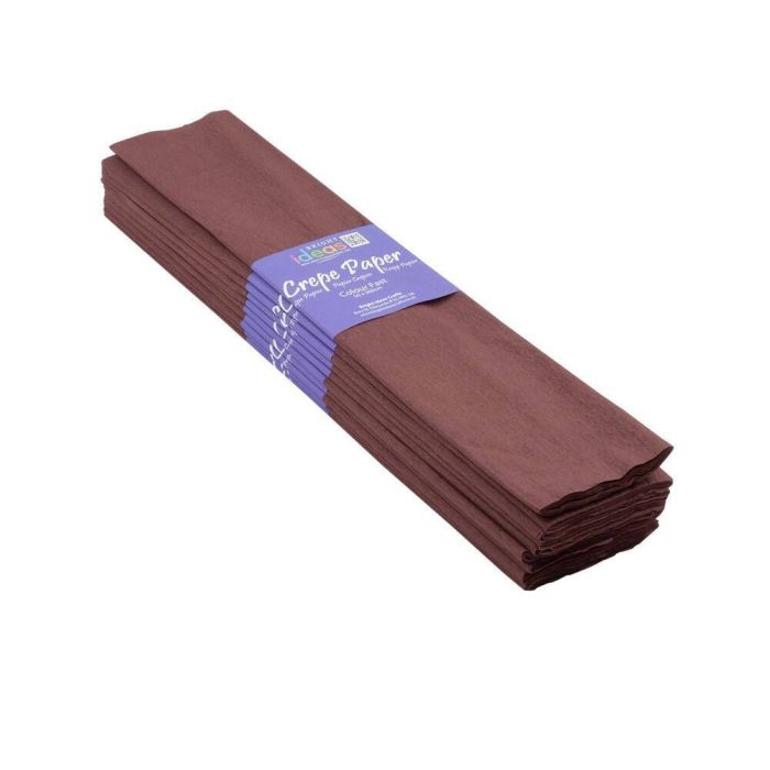 Crepe Paper Non-Bleed 50cm x 3m - Brown - Pack of 10