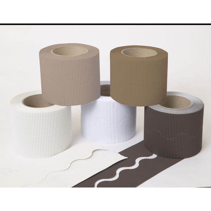EduCraft Scalloped/Corrugated Paper Border Rolls Natural Pack 57mm x 15M