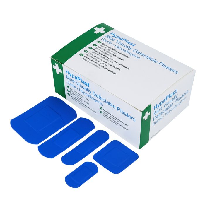 HypaPlast Blue Visible Detectable Plasters- Assorted Pk 100