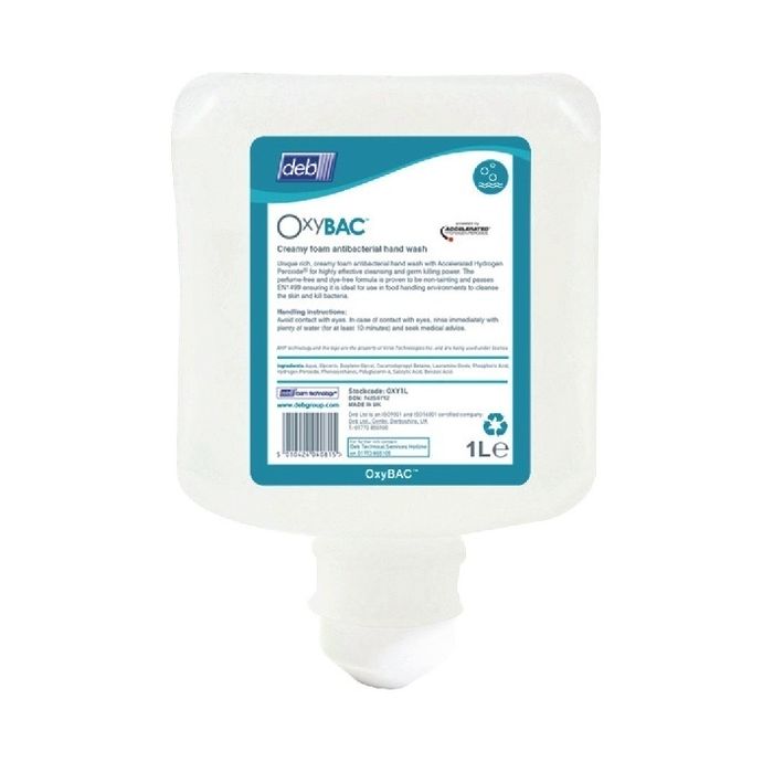 Deb Oxybac Antibacterial Foam Hand Wash 1L - Pack of 6