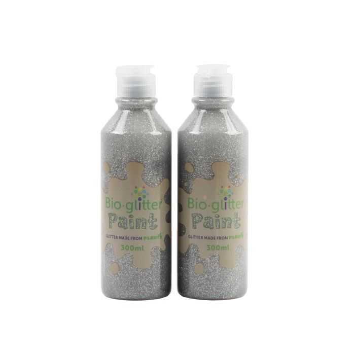 Bio Glitter Paint 300ml - Silver - Pack of 2