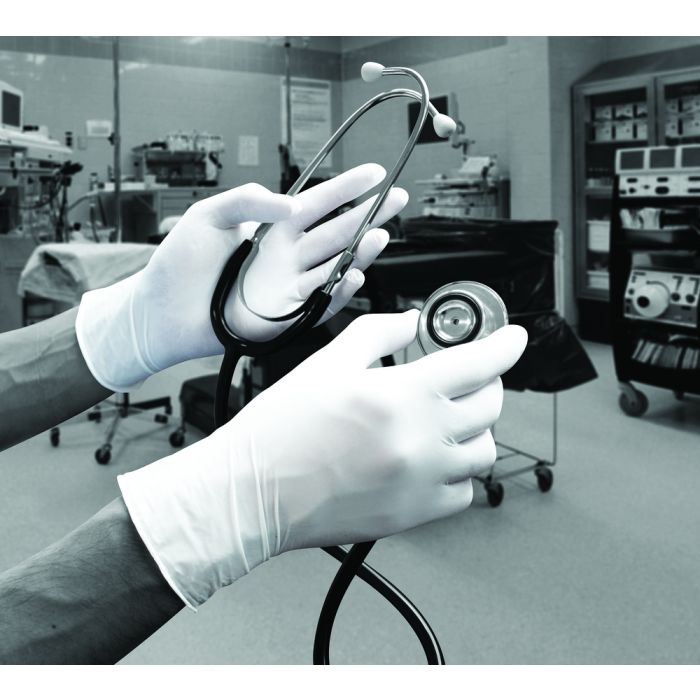 White Stretch Vinyl Examination Gloves Powdered - Medium - Pack of 100