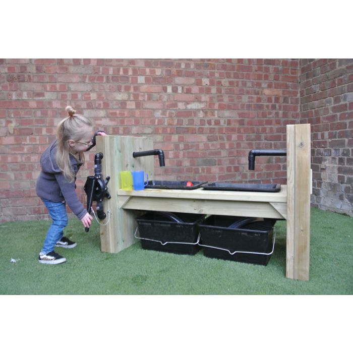 Under 2's Double Wooden Sink with Pump