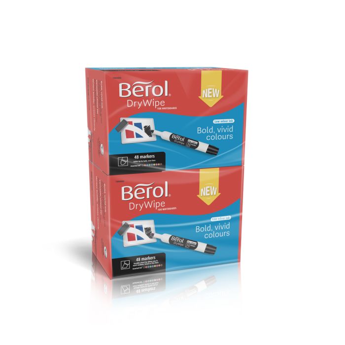 Berol Drywipe Whiteboard Markers Chisel Tip Assorted - Pack of 96
