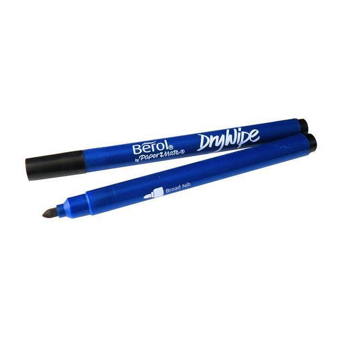 Berol Drywipe Whiteboard Pens Broad Tip Black - Pack of 12