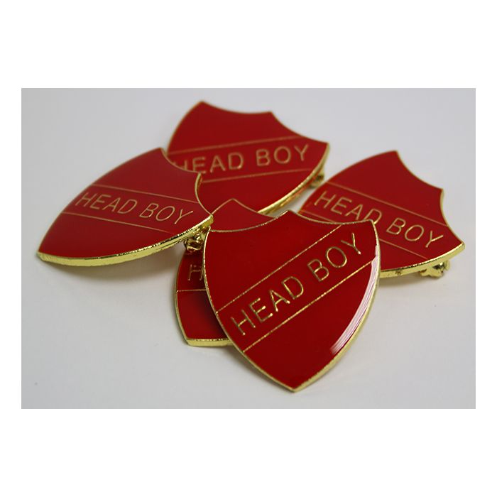 Head Boy Shield Badge - Red - Pack of 10