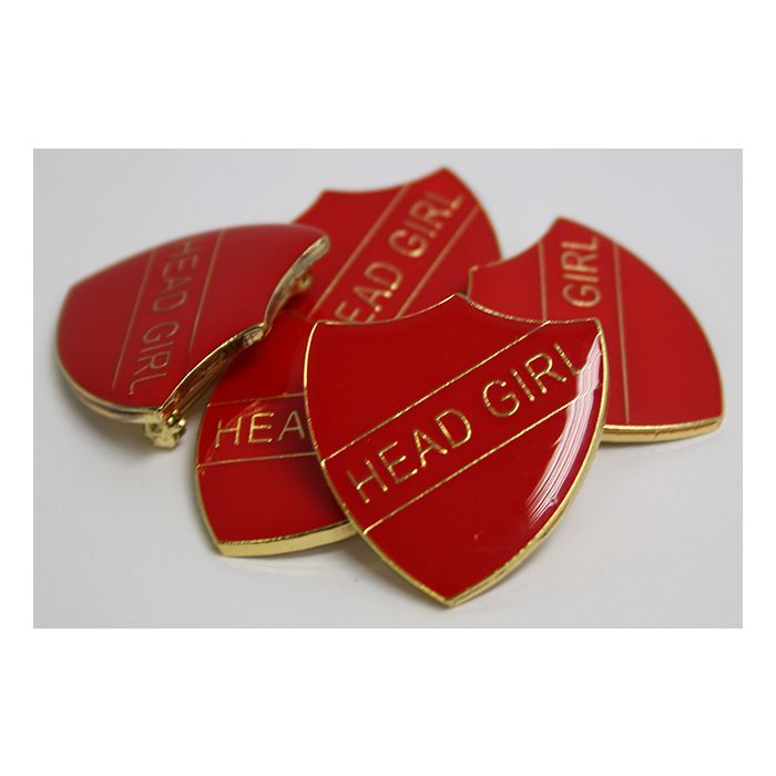 Head Girl Shield Badge - Red - Pack of 10
