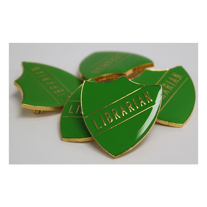 Librarian Shield Badge - Green - Pack of 10