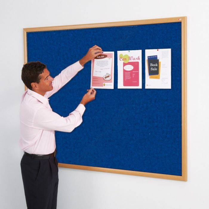 Eco Friendly Light Oak Framed Noticeboard 1500 x 1200mm - Blue