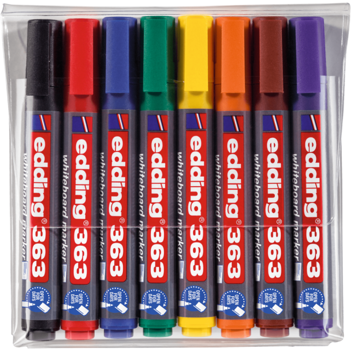 Edding 363 Drywipe Whiteboard Markers Chisel Tip Assorted - Pack of 8