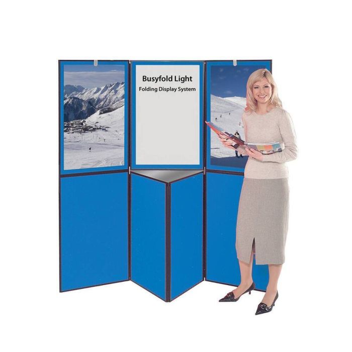 Busyfold Light 7 Panel Folding Kit With Triangular Shelf Header & Carry Bag - Blue/Grey