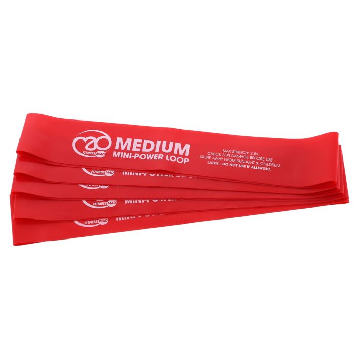 Fitness Mad Mini Power Loop - Medium - Red - Pack of 5