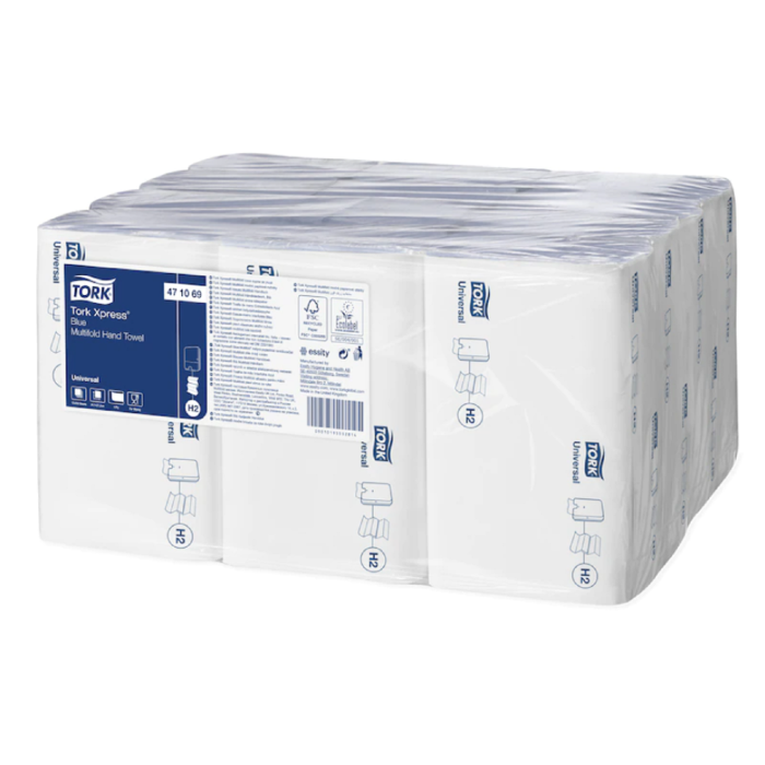 Multifold H2 Hand Towels 1-Ply - Blue - Pack of 12