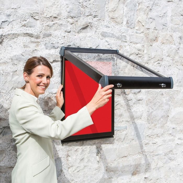 Shield Exterior Showcase 575 x 712mm - Black Frame/Scarlet