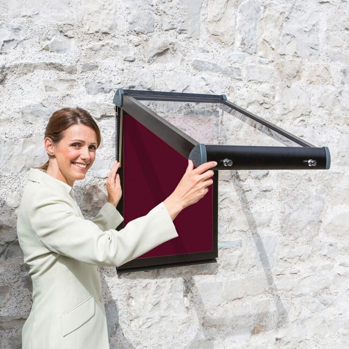 Shield Exterior Showcase 750 x 537mm - Black Frame/Dark Wine