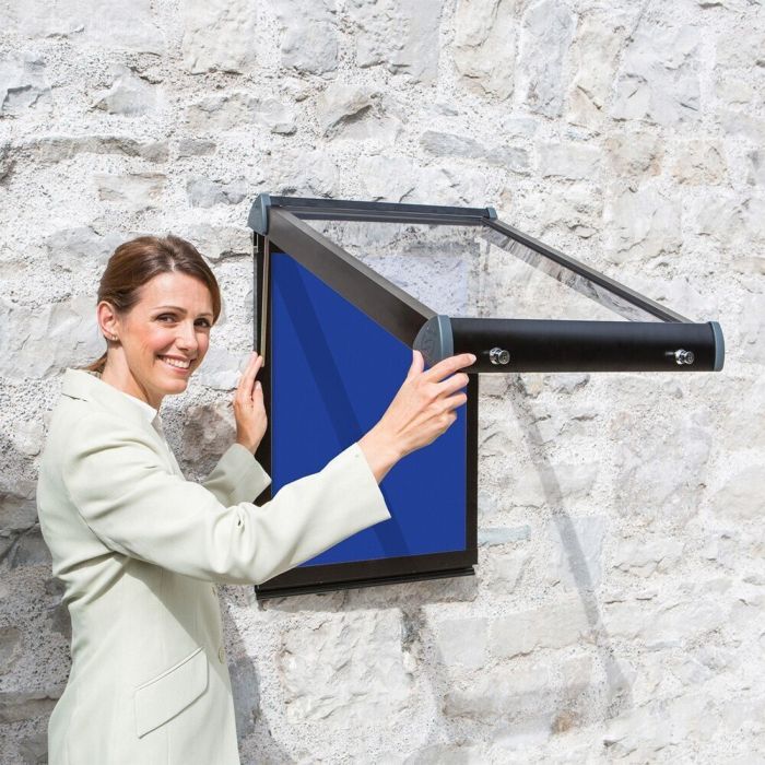 Shield Exterior Showcase 750 x 537mm - Black Frame/Royal Blue