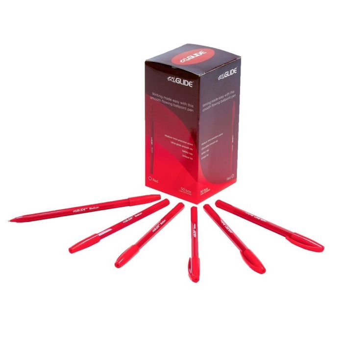 EziGlide Ballpoint Pens - Red - Pack of 50