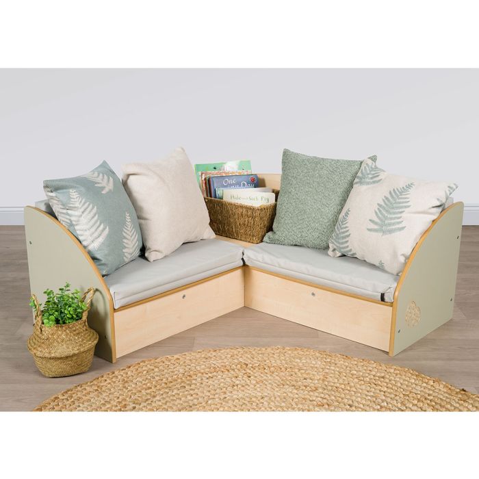 Reading Corner with Grey Cushions - Green/Maple
