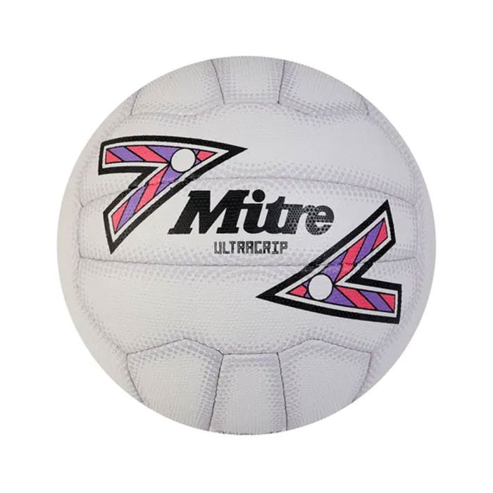 Match Netball - White/Black/Purple- Size 4- Pk 5 with Bag