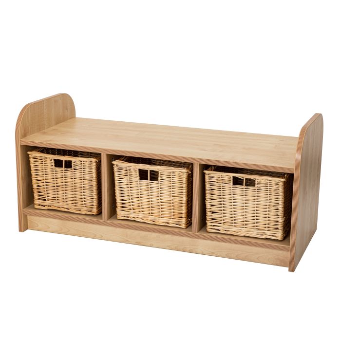 Maplescape Low Storage Bench with basket - Maple