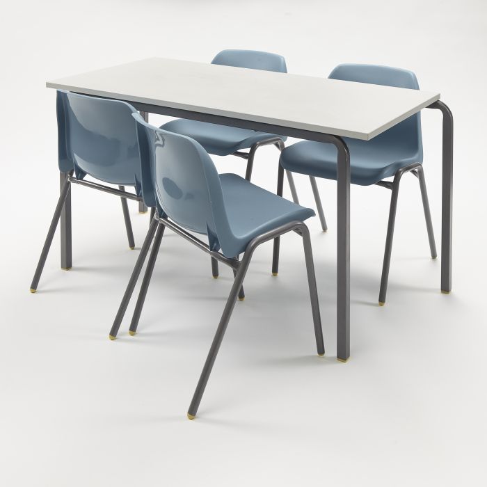 Classmates Contemporary 4 Grey Tables & 8 Chairs Pack - 1100 x 550mm - 14yrs - Seamist