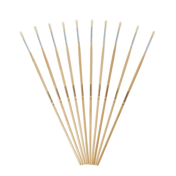 Classmates Long Round Paint Brushes - Size 6 - Pack of 10
