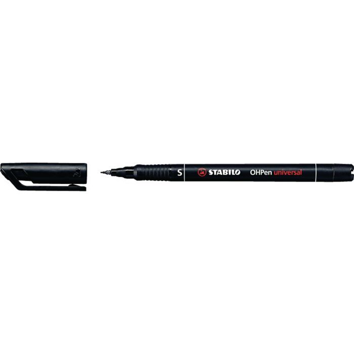 Stabilo OHP Marker Pens Black Superfine Tip - Pack of 10