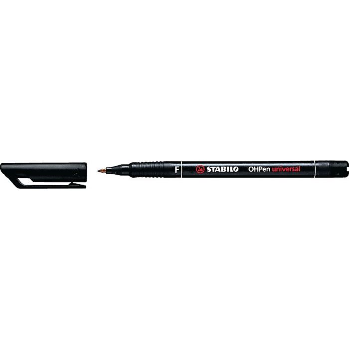 Stabilo OHP Marker Pens Black Fine Tip - Pack of 10